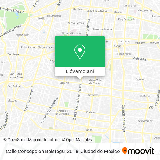 Mapa de Calle Concepción Beistegui 2018