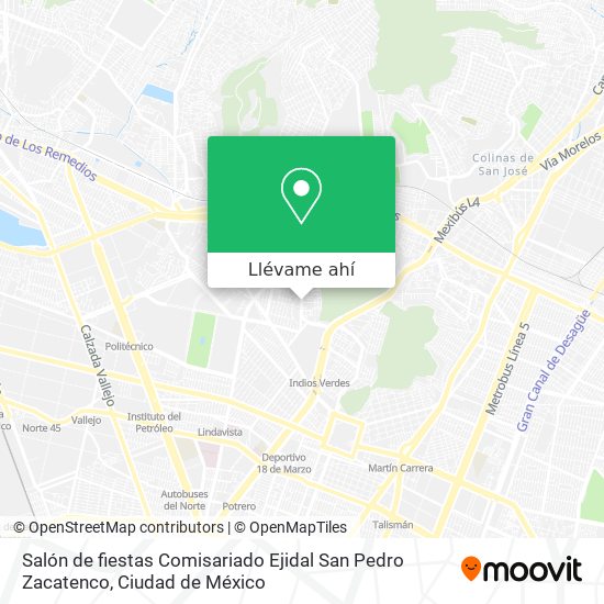 Mapa de Salón de fiestas Comisariado Ejidal San Pedro Zacatenco