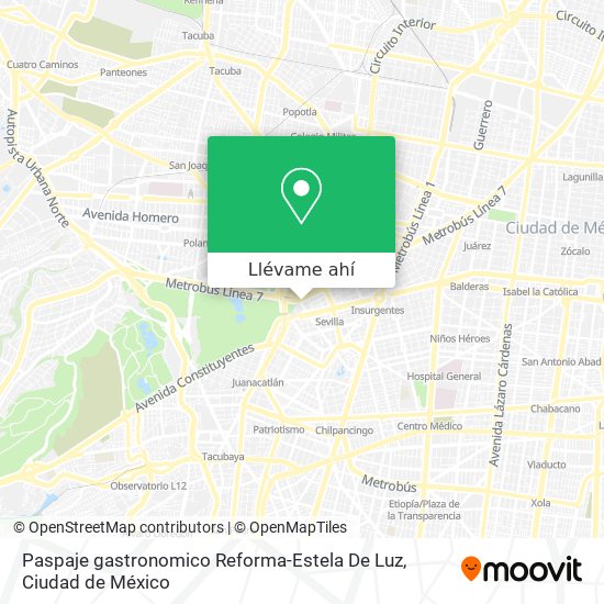 Mapa de Paspaje gastronomico Reforma-Estela De Luz