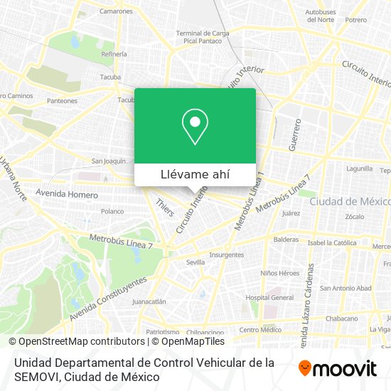 Mapa de Unidad Departamental de Control Vehicular de la SEMOVI