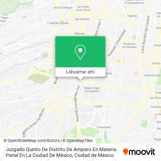 Mapa de Juzgado Quinto De Distrito De Amparo En Materia Penal En La Ciudad De México