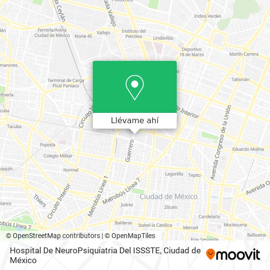 Mapa de Hospital De NeuroPsiquiatria Del ISSSTE