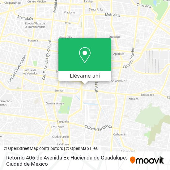 Mapa de Retorno 406 de Avenida Ex-Hacienda de Guadalupe