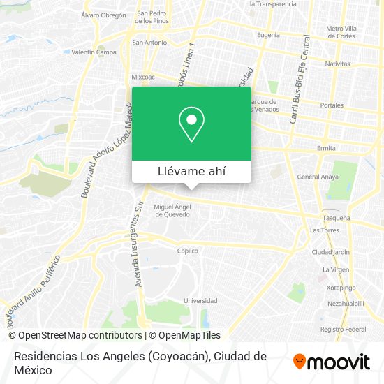 Mapa de Residencias Los Angeles (Coyoacán)