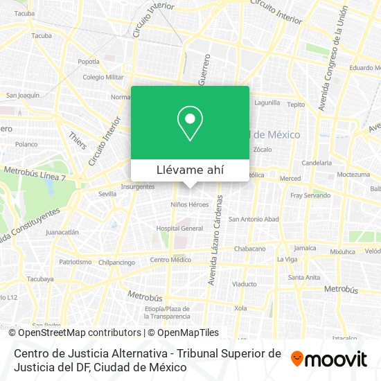 Mapa de Centro de Justicia Alternativa - Tribunal Superior de Justicia del DF