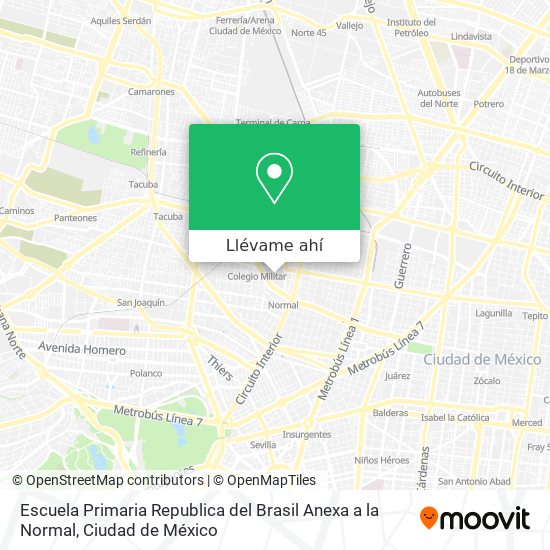 Mapa de Escuela Primaria Republica del Brasil Anexa a la Normal