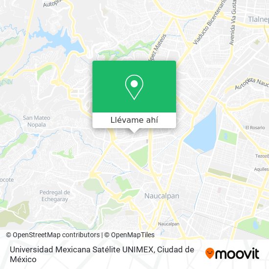 Mapa de Universidad Mexicana Satélite UNIMEX