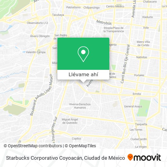 Mapa de Starbucks Corporativo Coyoacán