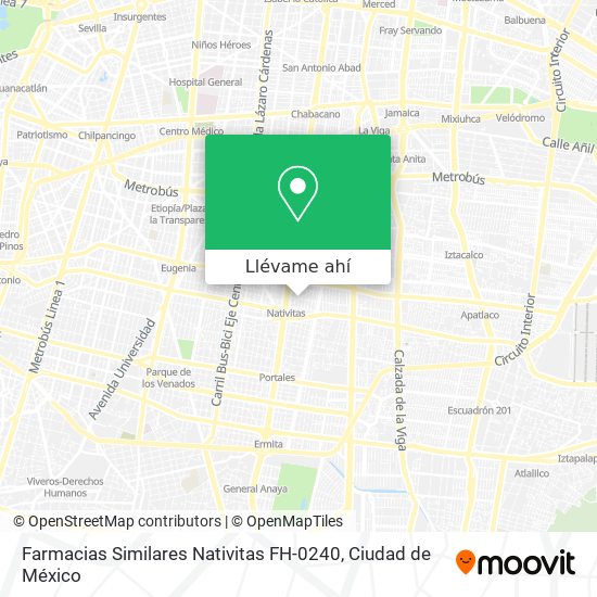 Mapa de Farmacias Similares Nativitas FH-0240