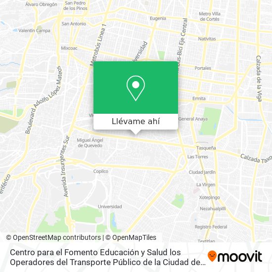 Mapa de Centro para el Fomento Educación y Salud los Operadores del Transporte Público de la Ciudad de Méxi
