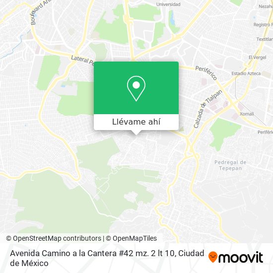 Mapa de Avenida Camino a la Cantera #42 mz. 2 lt 10