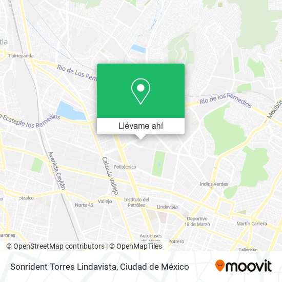 Mapa de Sonrident Torres Lindavista