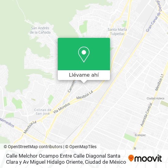 Mapa de Calle Melchor Ocampo Entre Calle Diagonal Santa Clara y Av Miguel Hidalgo Oriente