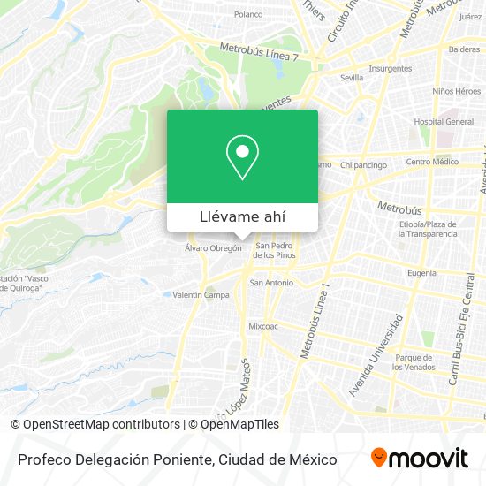 Mapa de Profeco Delegación Poniente