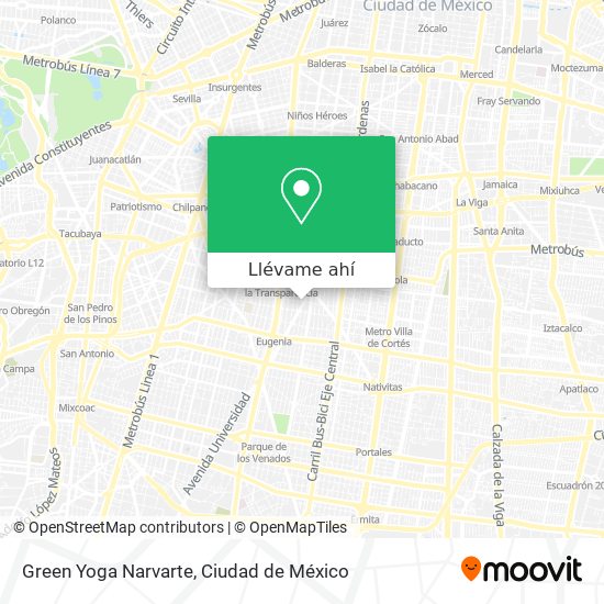 Mapa de Green Yoga Narvarte