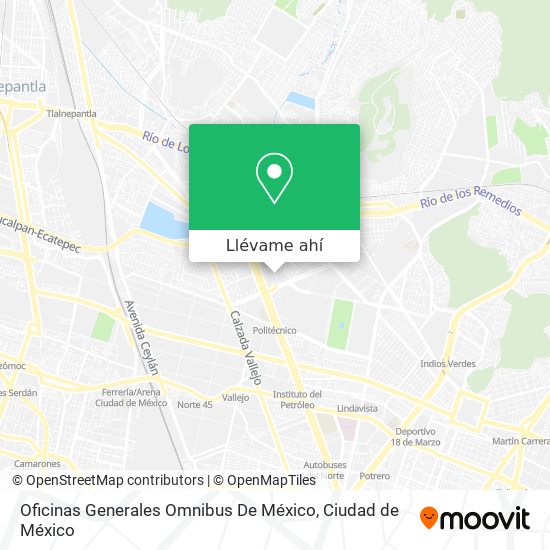 Mapa de Oficinas Generales Omnibus De México