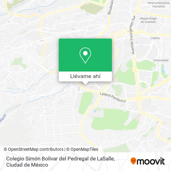 Mapa de Colegio Simón Bolívar del Pedregal de LaSalle