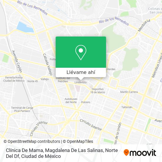 Mapa de Clínica De Mama, Magdalena De Las Salinas, Norte Del Df