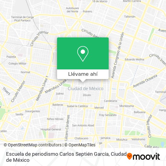 Mapa de Escuela de periodismo Carlos Septién García