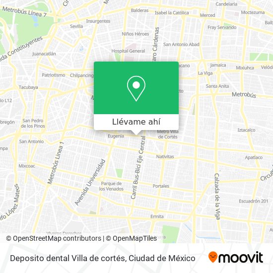 Mapa de Deposito dental Villa de cortés
