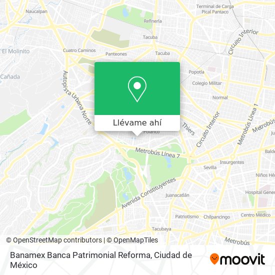 Mapa de Banamex Banca Patrimonial Reforma