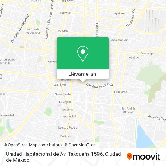 Mapa de Unidad Habitacional de Av. Taxqueña 1596