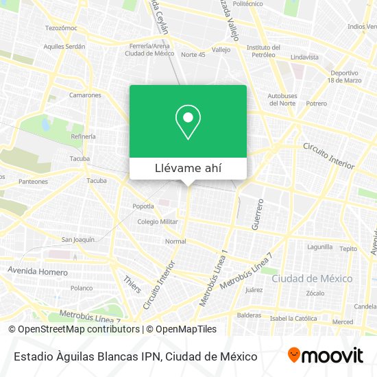 Cómo llegar a Estadio Àguilas Blancas IPN en Azcapotzalco en Autobús, Metro  o Tren?