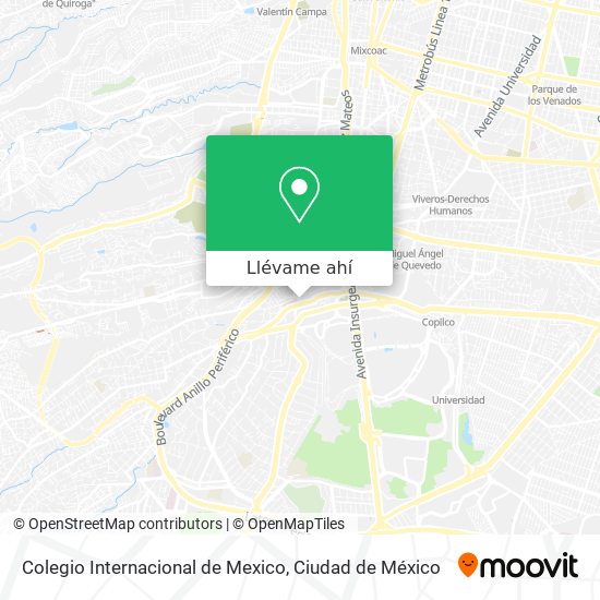 Mapa de Colegio Internacional de Mexico