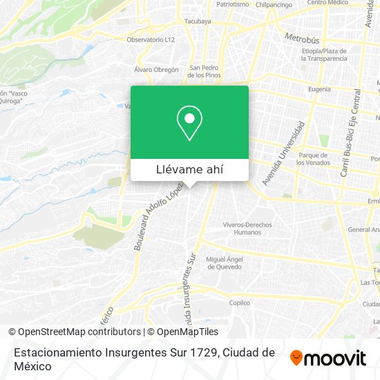 Mapa de Estacionamiento Insurgentes Sur 1729