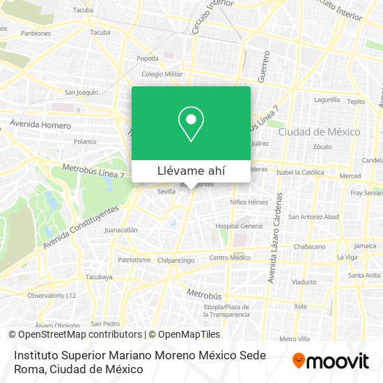 Mapa de Instituto Superior Mariano Moreno México Sede Roma