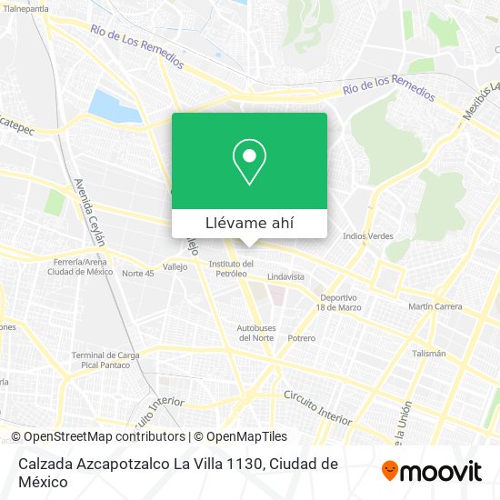 Mapa de Calzada Azcapotzalco La Villa 1130