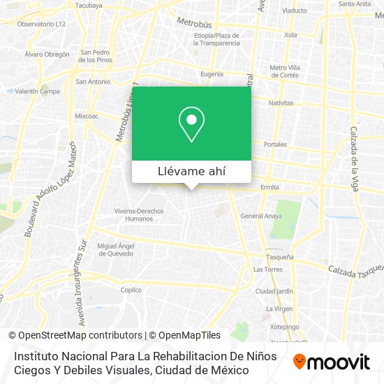 Mapa de Instituto Nacional Para La Rehabilitacion De Niños Ciegos Y Debiles Visuales