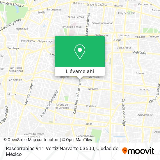 Mapa de Rascarrabias 911 Vértiz Narvarte 03600