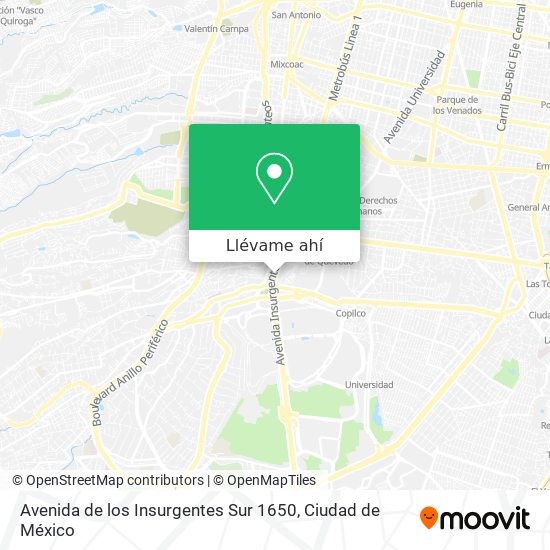 Mapa de Avenida de los Insurgentes Sur 1650