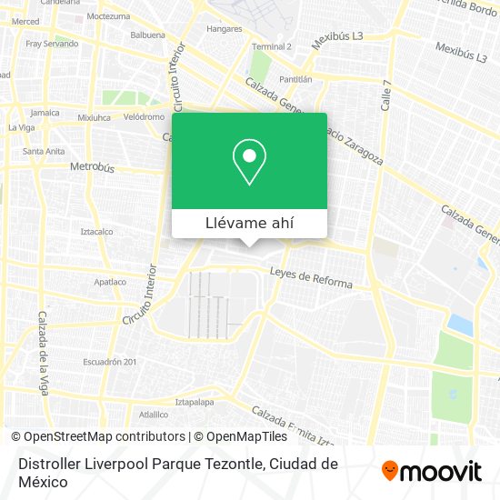 Mapa de Distroller Liverpool Parque Tezontle