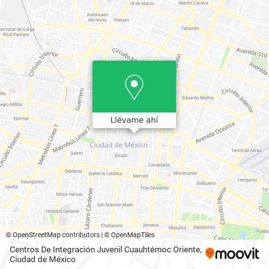 Mapa de Centros De Integración Juvenil Cuauhtémoc Oriente