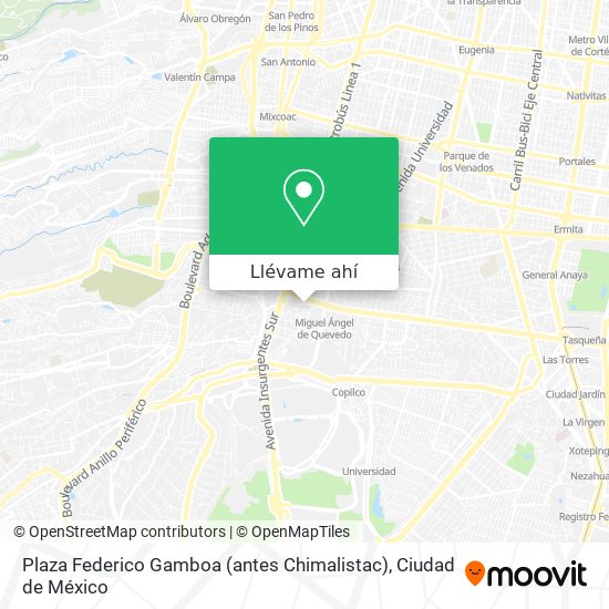 Mapa de Plaza Federico Gamboa (antes Chimalistac)