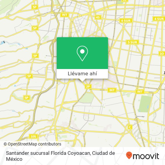 Mapa de Santander sucursal Florida Coyoacan