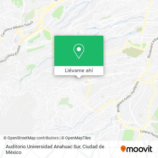 Mapa de Auditorio Universidad Anahuac Sur