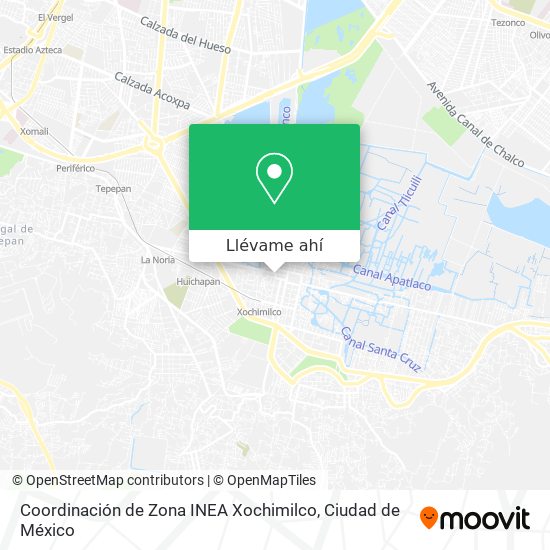 Mapa de Coordinación de Zona INEA Xochimilco