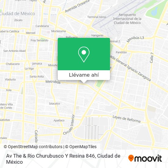 Mapa de Av The & Rio Churubusco Y Resina 846