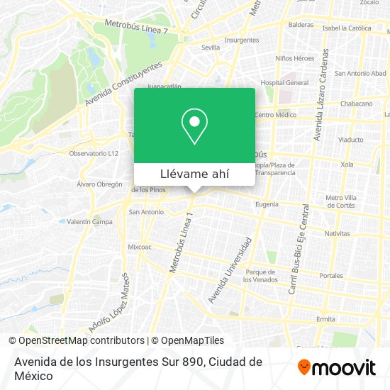 Mapa de Avenida de los Insurgentes Sur 890