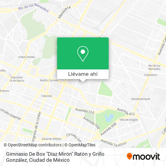 Mapa de Gimnasio De Box "Díaz Mirón" Ratón y Grillo González
