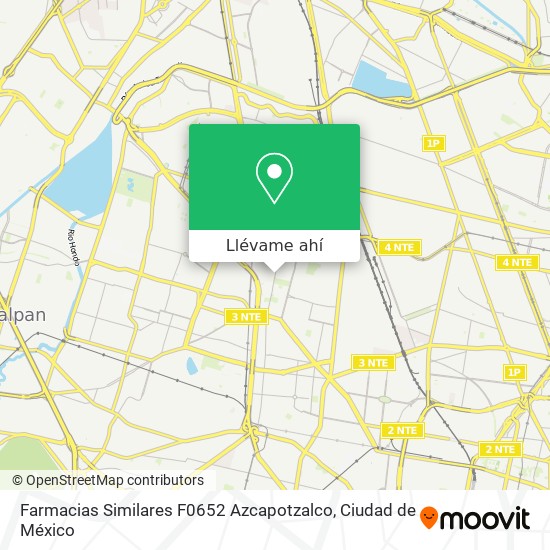 Mapa de Farmacias Similares F0652 Azcapotzalco