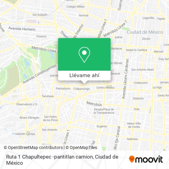 Mapa de Ruta 1 Chapultepec -pantitlan camion
