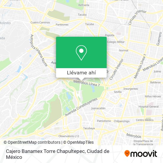 Mapa de Cajero Banamex Torre Chapultepec
