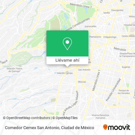 Mapa de Comedor Cemex San Antonio