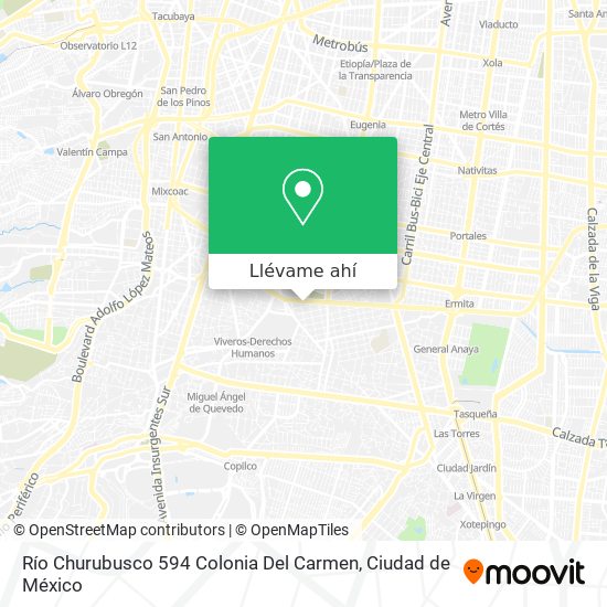 Mapa de Río Churubusco 594 Colonia Del Carmen