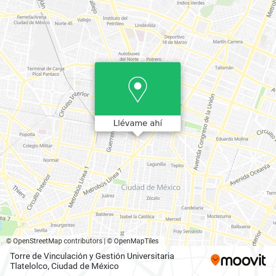 Mapa de Torre de Vinculación y Gestión Universitaria Tlatelolco