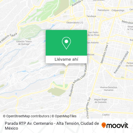 Mapa de Parada RTP Av. Centenario - Alta Tensión